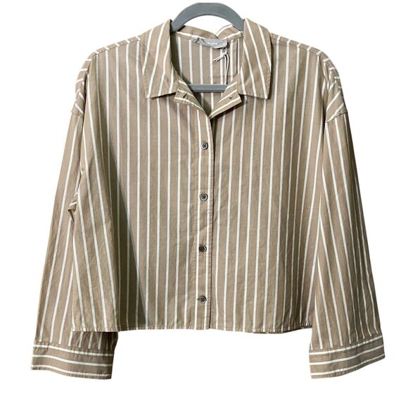 NWT Everlane the woven striped button down cropped pajama top - Picture 3 of 8